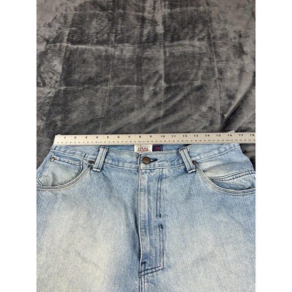 Vtg Phat Farm Shorts Mens 34 Wide Leg Baggy Jean Blue Denim Long Embroidered Y2K - Picture 5 of 13